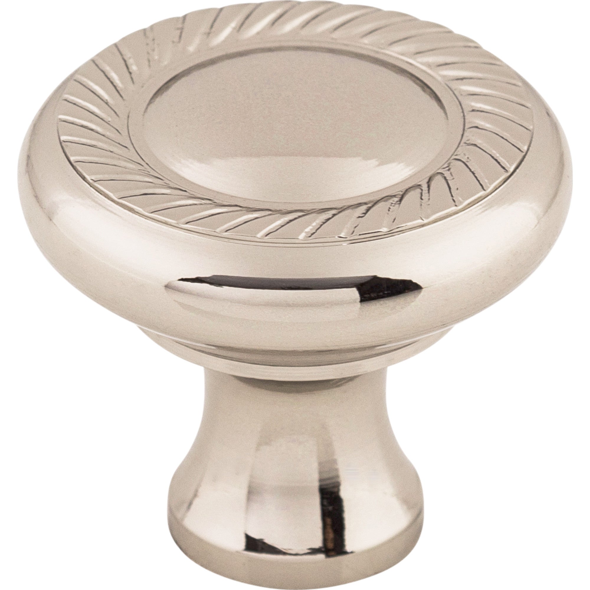 Worldwide Flooring Design Center Swirl Cut Knob 1 1/4 Inch Polished Nickel Swirl Cut Knob 1 1/4 Inch Polished Nickel Top Knobs Decorative Hardware