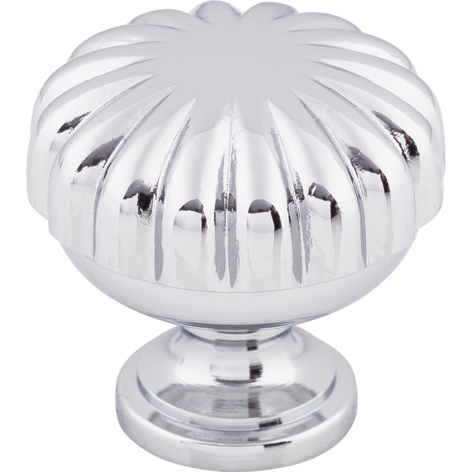 Worldwide Flooring Design Center Melon Knob 1 1/4 Inch Polished Chrome Melon Knob 1 1/4 Inch Polished Chrome Top Knobs Decorative Hardware