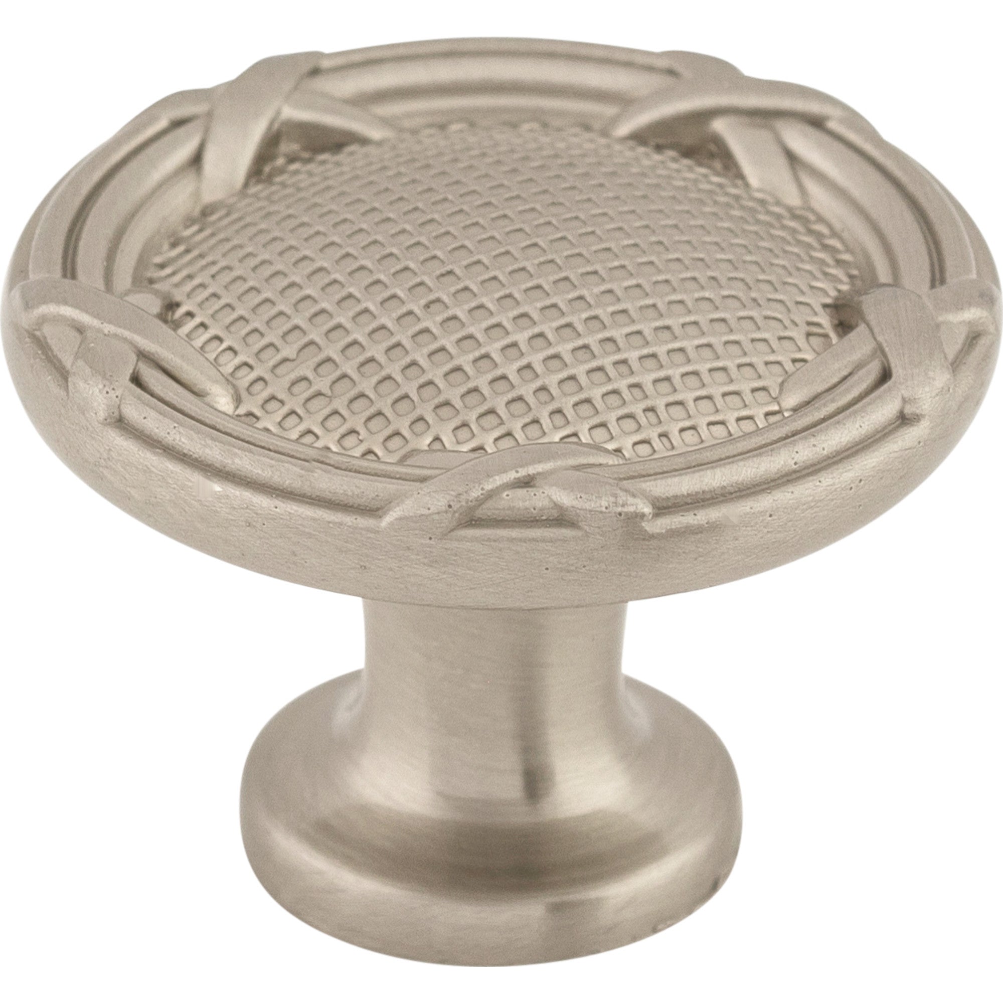 Worldwide Flooring Design Center Ribbon & Reed Knob 1 1/4 Inch Brushed Satin Nickel Ribbon & Reed Knob 1 1/4 Inch Brushed Satin Nickel Top Knobs Decorative Hardware