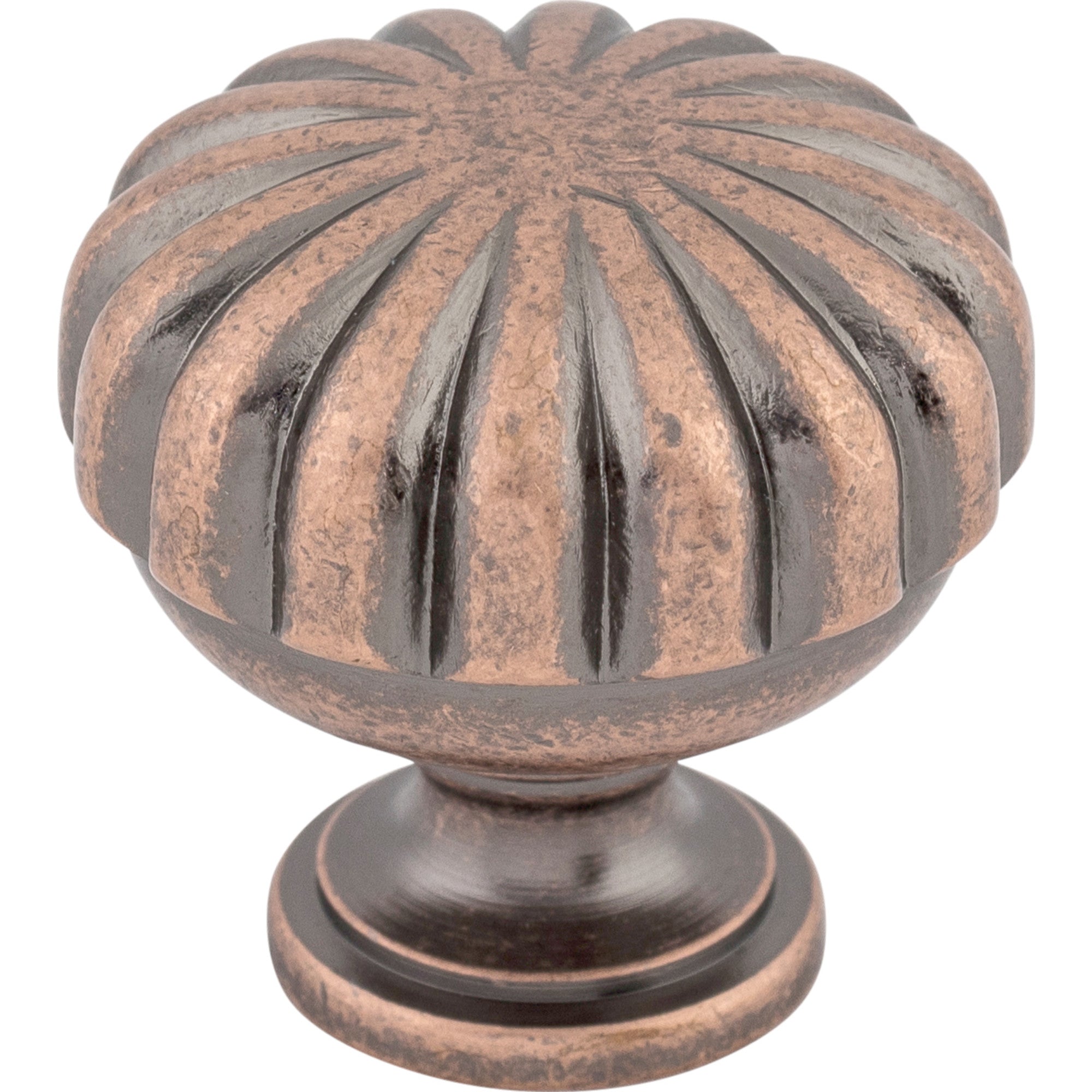 Worldwide Flooring Design Center Melon Knob 1 1/4 Inch Antique Copper Melon Knob 1 1/4 Inch Antique Copper Top Knobs Decorative Hardware