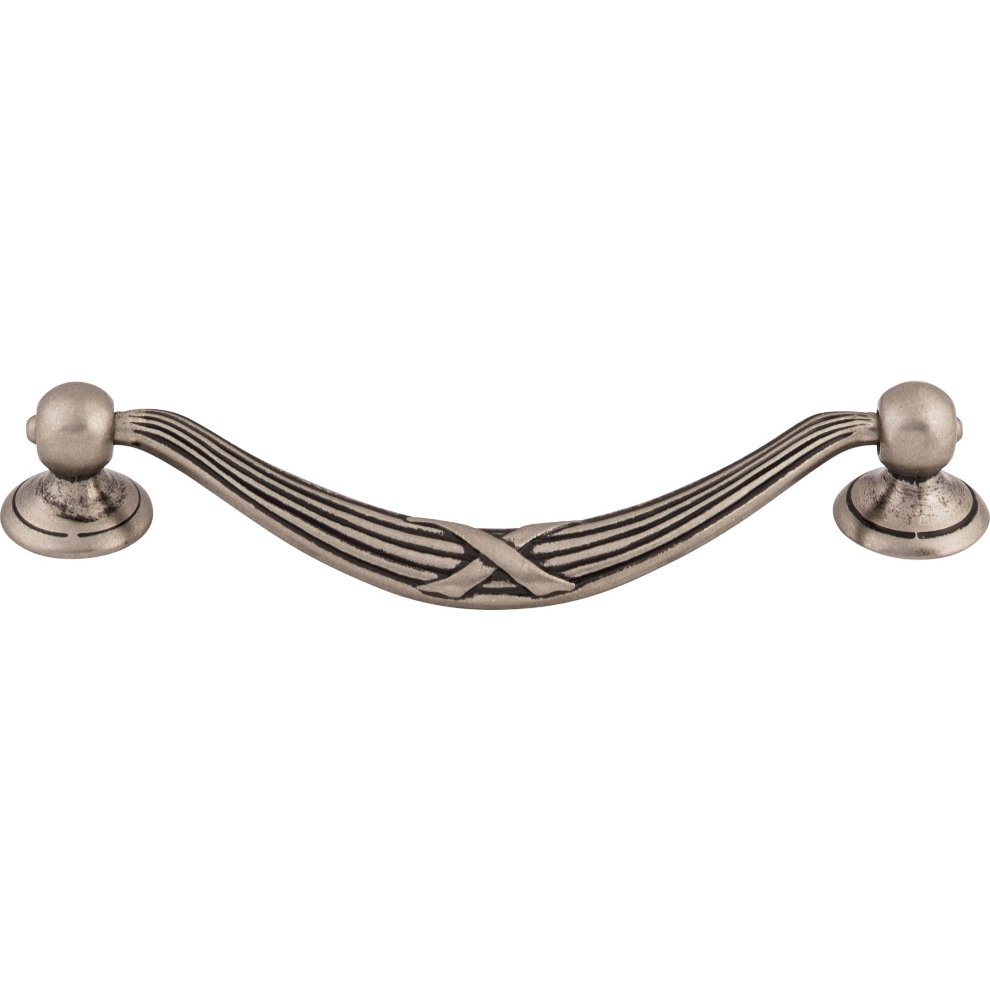 Worldwide Flooring Design Center Ribbon & Reed Drop Pull 5 1/16 Inch (c-c) Pewter Antique Ribbon & Reed Drop Pull 5 1/16 Inch (c-c) Pewter Antique Top Knobs Decorative Hardware