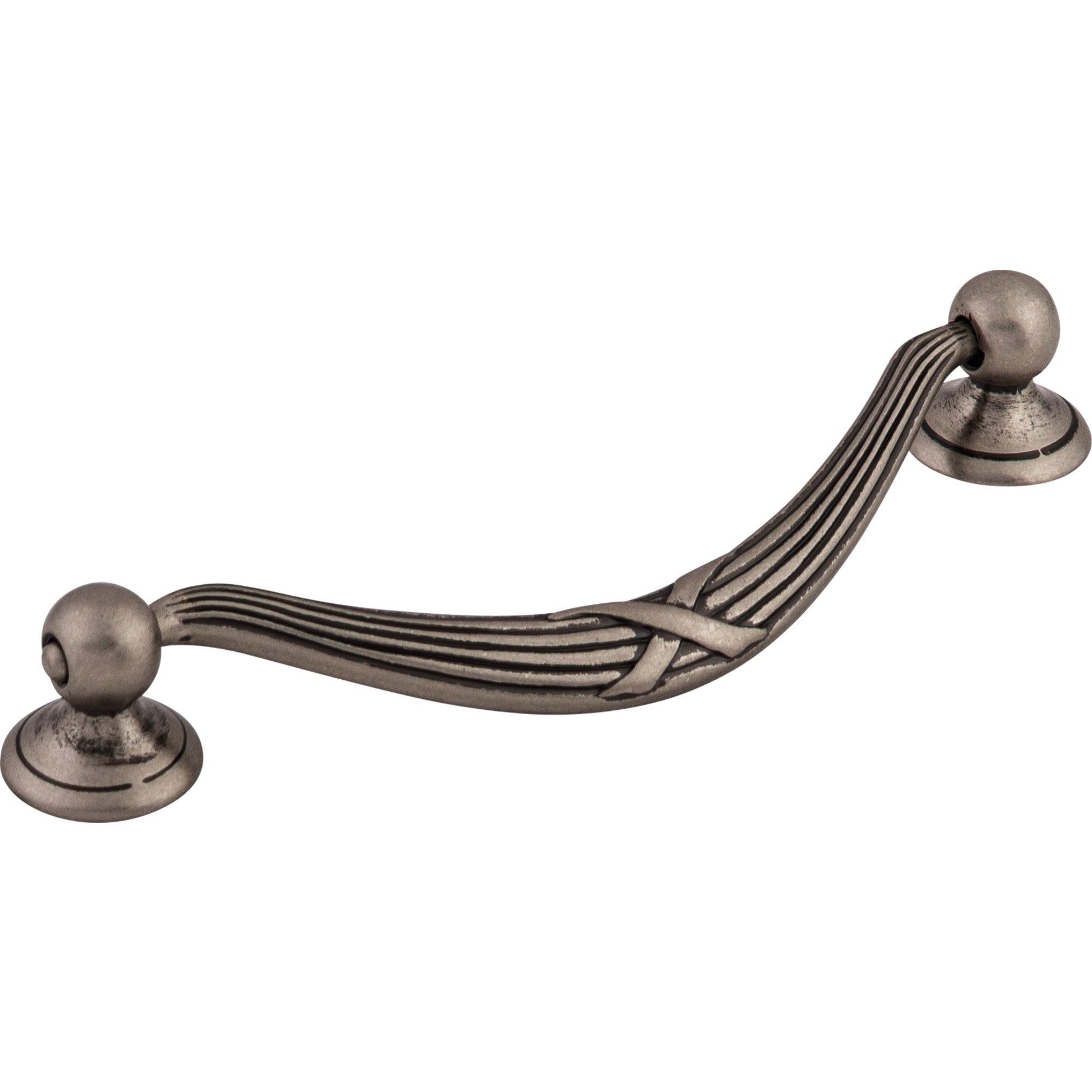 Worldwide Flooring Design Center Ribbon & Reed Drop Pull 5 1/16 Inch (c-c) Pewter Antique Ribbon & Reed Drop Pull 5 1/16 Inch (c-c) Pewter Antique Top Knobs Decorative Hardware