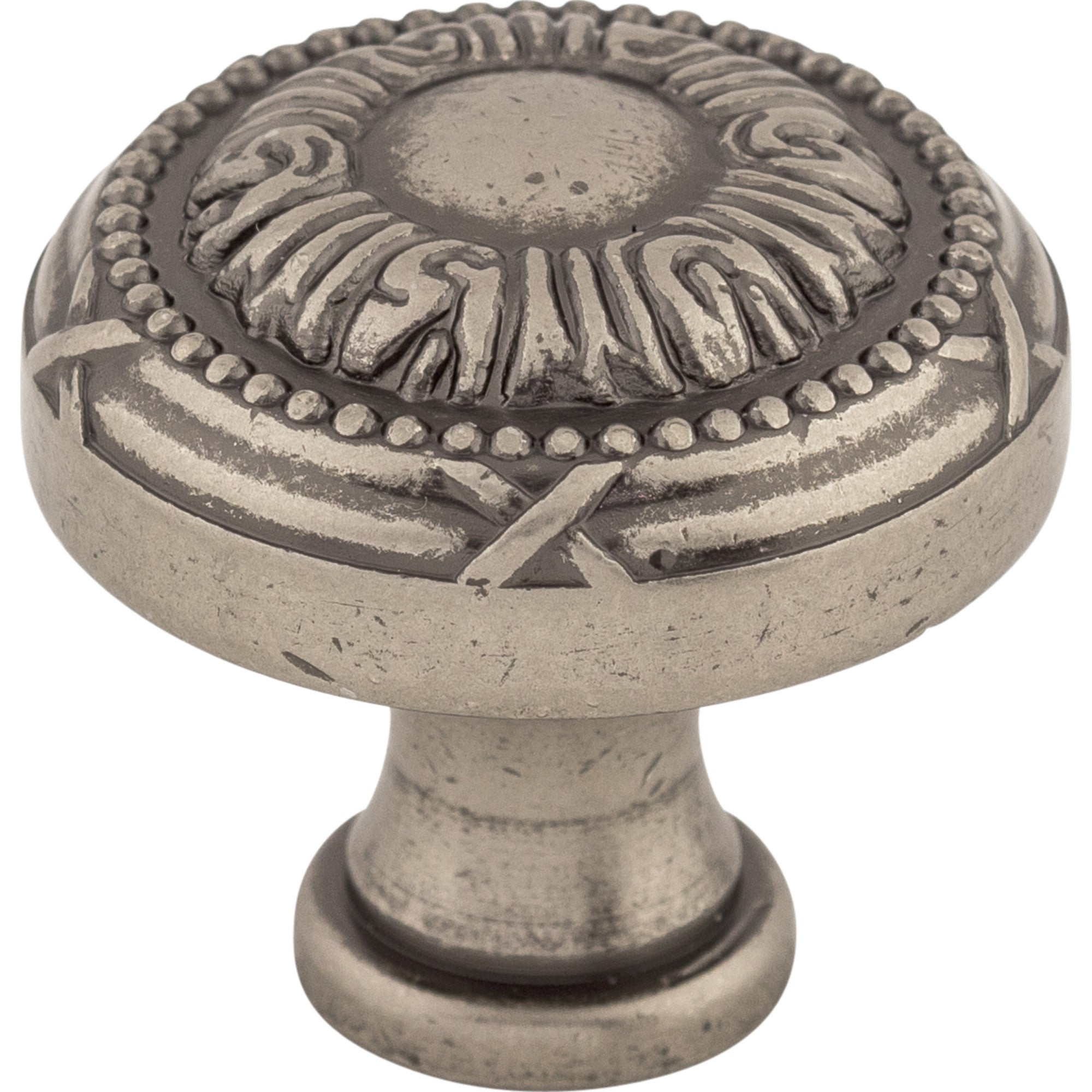 Worldwide Flooring Design Center Ribbon Knob 1 1/4 Inch Pewter Antique Ribbon Knob 1 1/4 Inch Pewter Antique Top Knobs Decorative Hardware