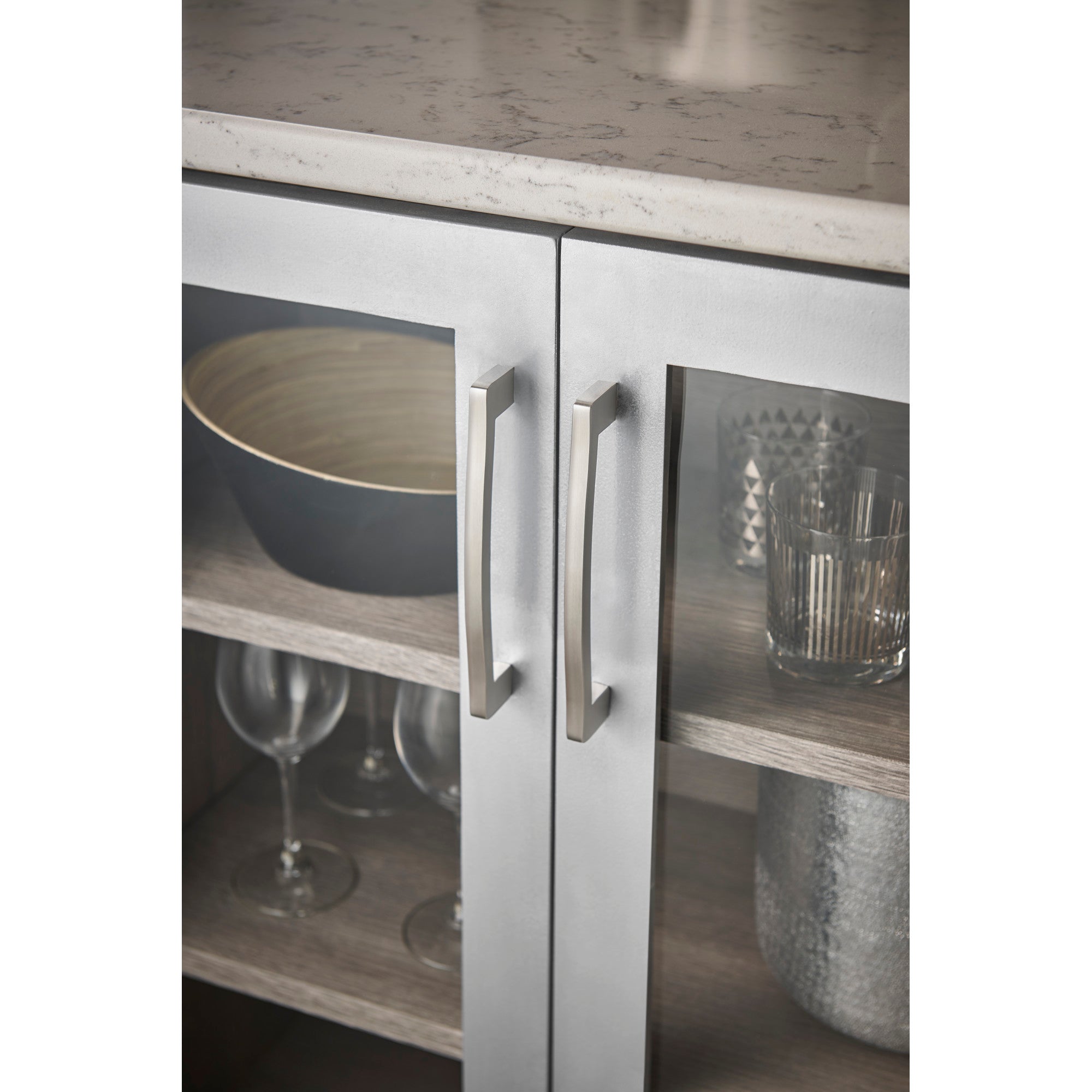Worldwide Flooring Design Center Alton Pull 6 5/16 Inch (c-c) Brushed Stainless Steel Alton Pull 6 5/16 Inch (c-c) Brushed Stainless Steel Top Knobs Decorative Hardware