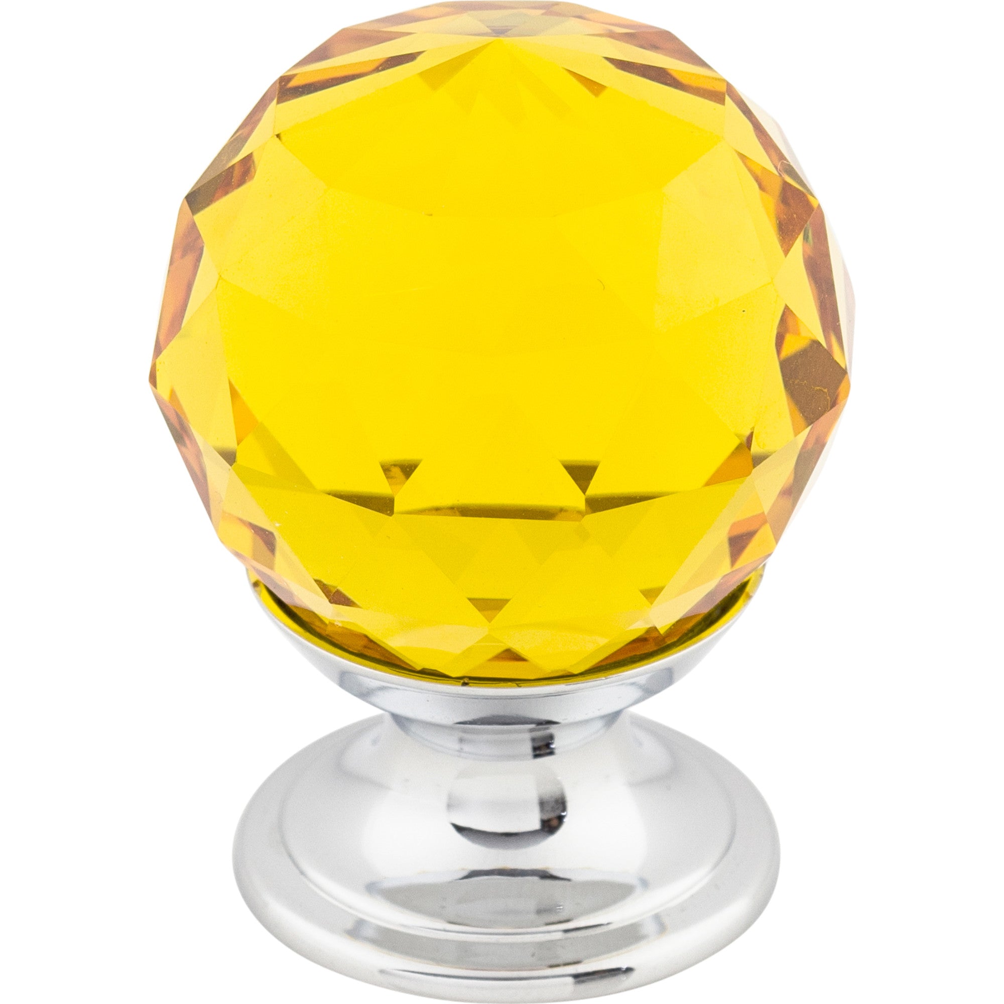 Worldwide Flooring Design Center Amber Crystal Knob 1 1/8 Inch Polished Chrome Base Amber Crystal Knob 1 1/8 Inch Polished Chrome Base Top Knobs Decorative Hardware