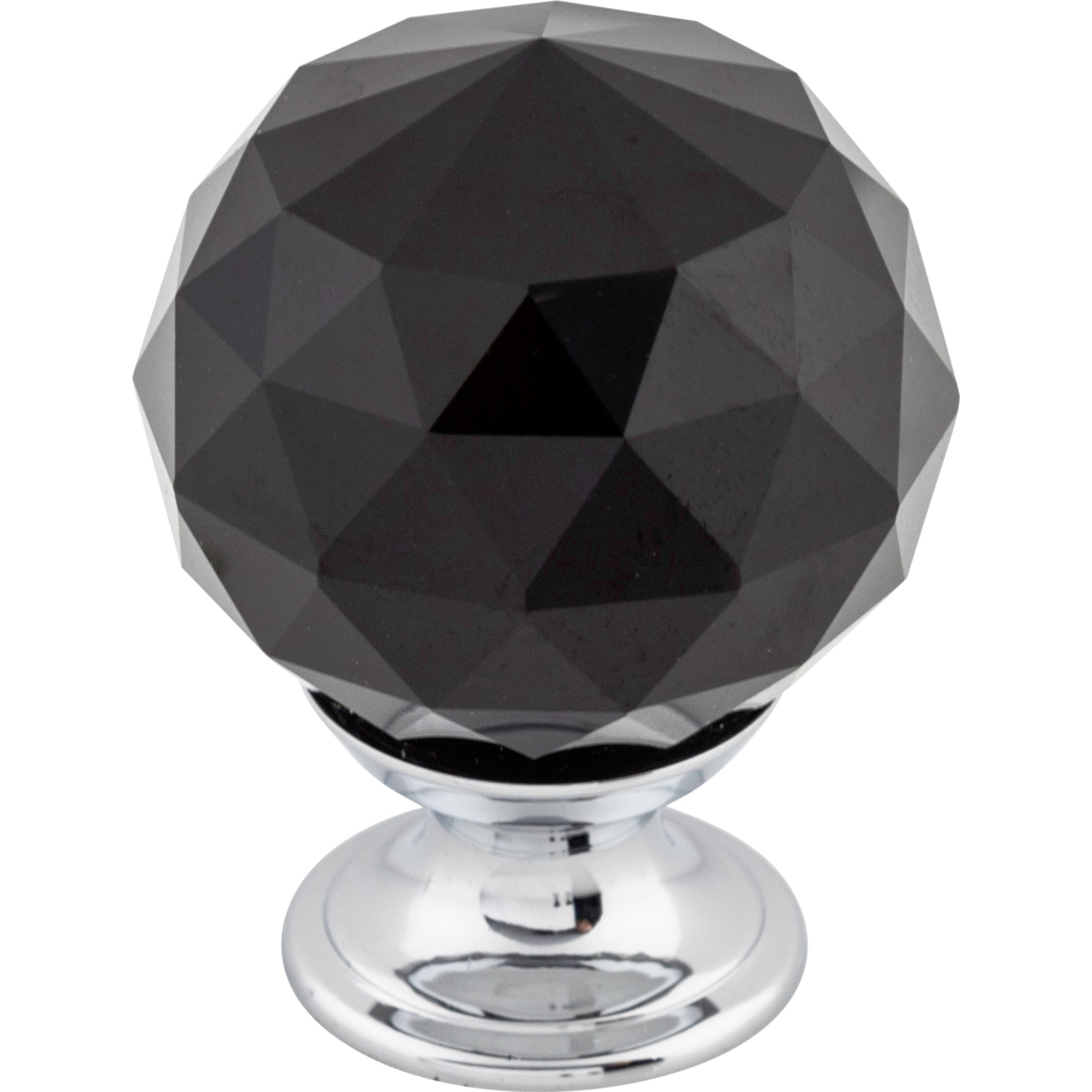 Worldwide Flooring Design Center Black Crystal Knob 1 3/8 Inch Polished Chrome Base Black Crystal Knob 1 3/8 Inch Polished Chrome Base Top Knobs Decorative Hardware