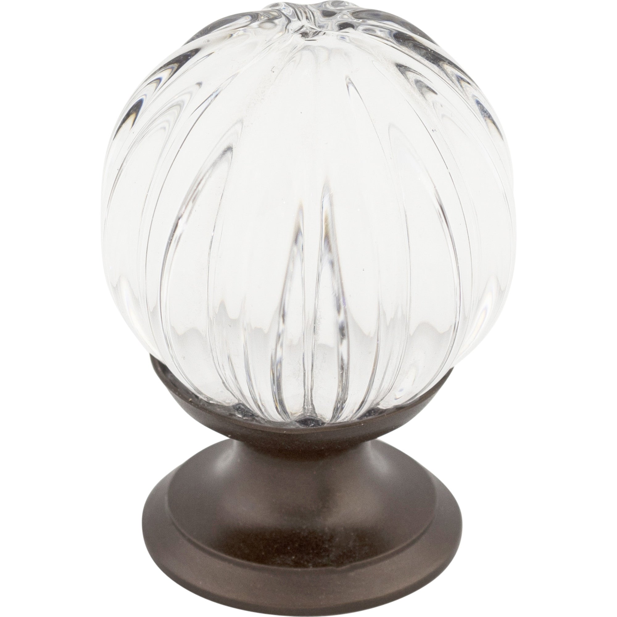 Worldwide Flooring Design Center Clear Melon Crystal Knob 1 1/8 Inch Oil Rubbed Bronze Base Clear Melon Crystal Knob 1 1/8 Inch Oil Rubbed Bronze Base Top Knobs Decorative Hardware