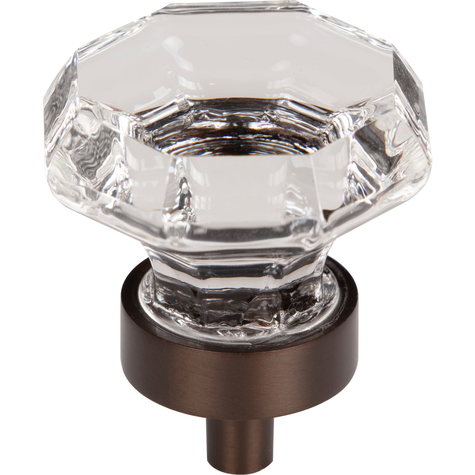 Worldwide Flooring Design Center Clear Octagon Crystal Knob 1 3/8 Inch Oil Rubbed Bronze Base Clear Octagon Crystal Knob 1 3/8 Inch Oil Rubbed Bronze Base Top Knobs Decorative Hardware