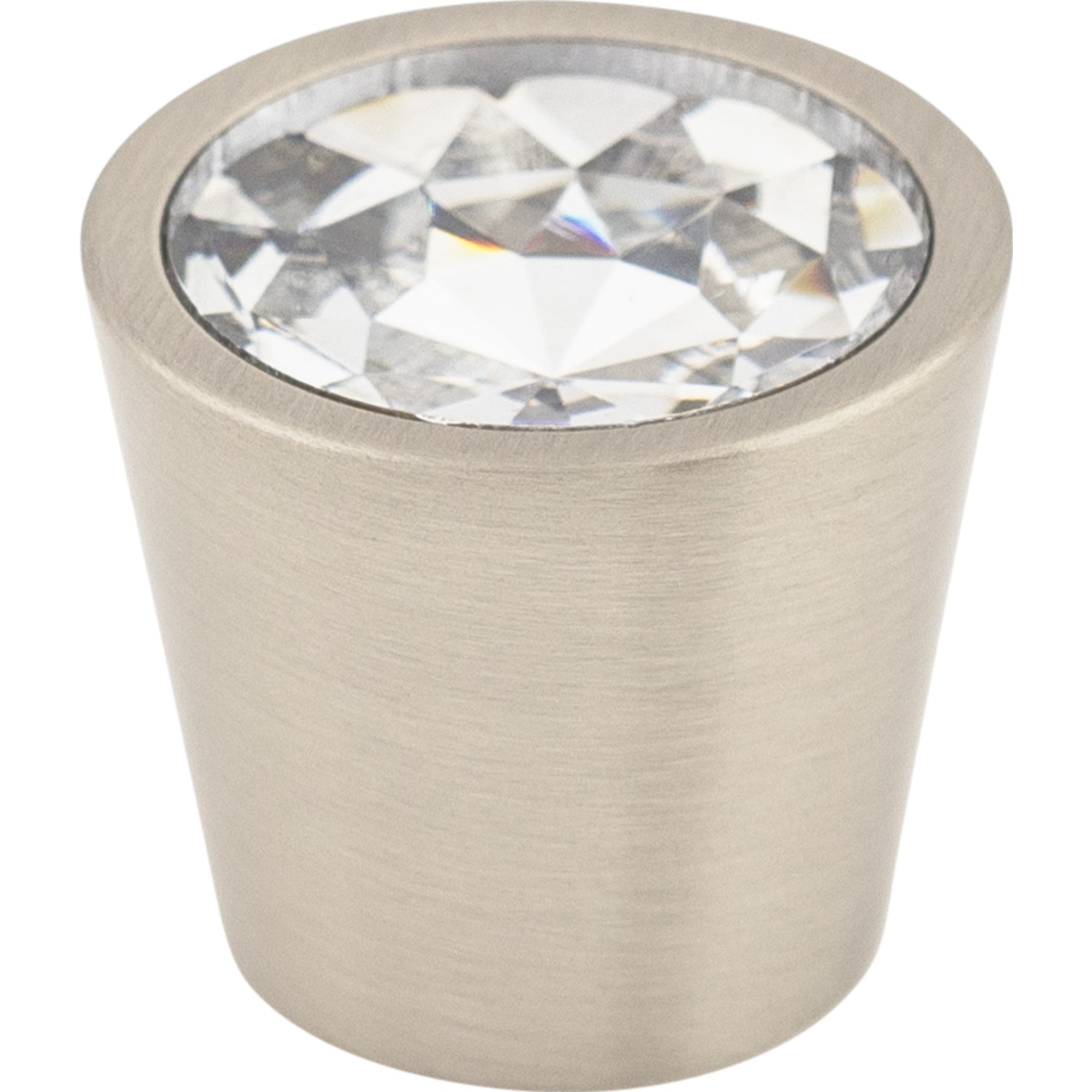 Worldwide Flooring Design Center Clear Crystal Center Knob 13/16 Inch Brushed Satin Nickel Shell Clear Crystal Center Knob 13/16 Inch Brushed Satin Nickel Shell Top Knobs Decorative Hardware