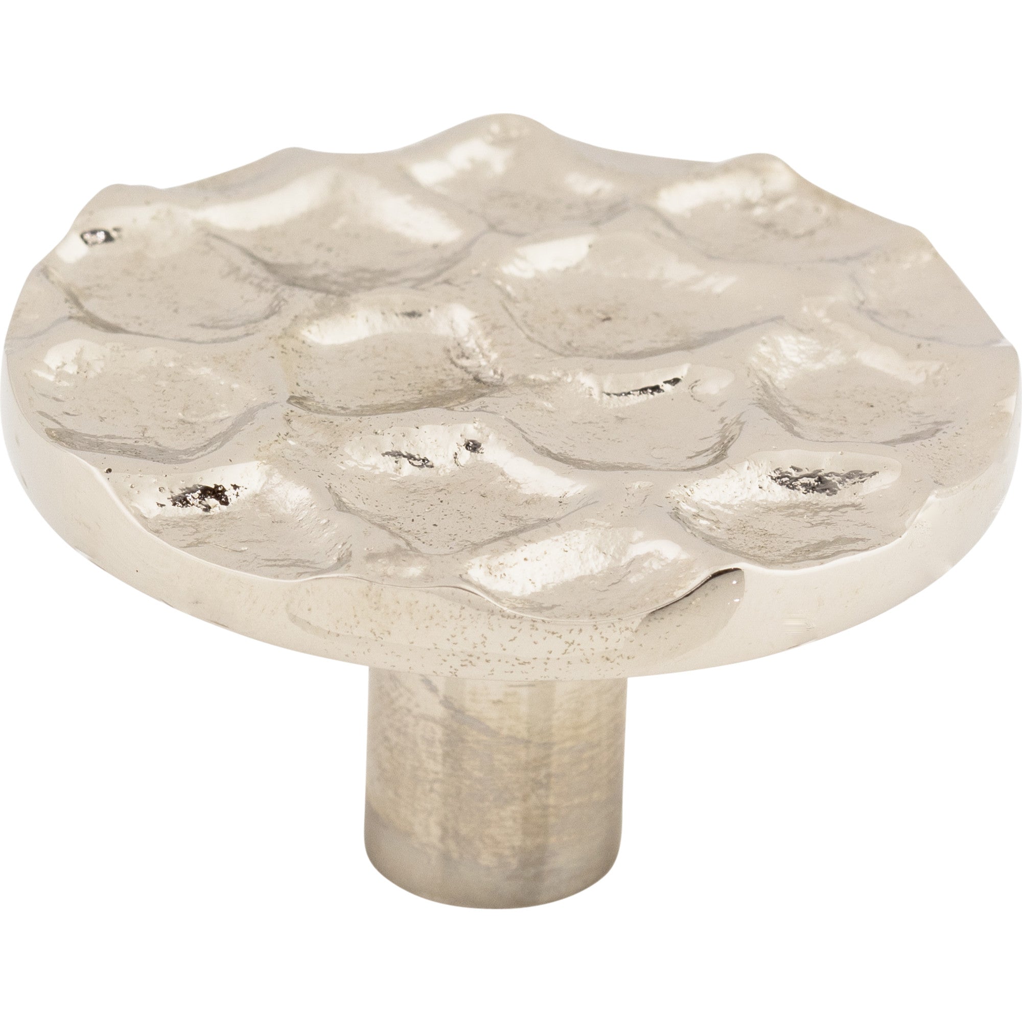 Worldwide Flooring Design Center Cobblestone Round Knob 1 15/16 Inch Polished Nickel Cobblestone Round Knob 1 15/16 Inch Polished Nickel Top Knobs Decorative Hardware