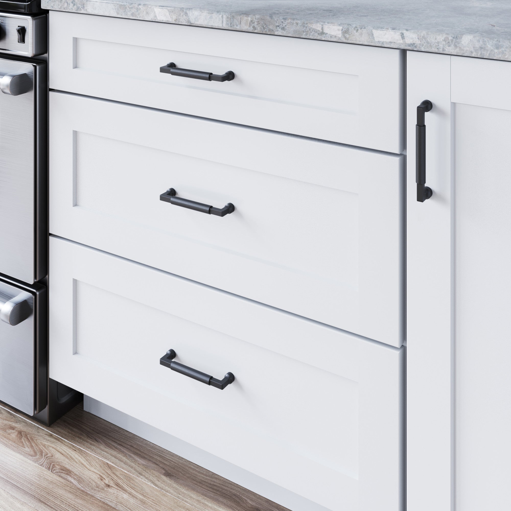 Worldwide Flooring Design Center Cumberland Pull 5 1/16 Inch (c-c) Flat Black Cumberland Pull 5 1/16 Inch (c-c) Flat Black Top Knobs Decorative Hardware