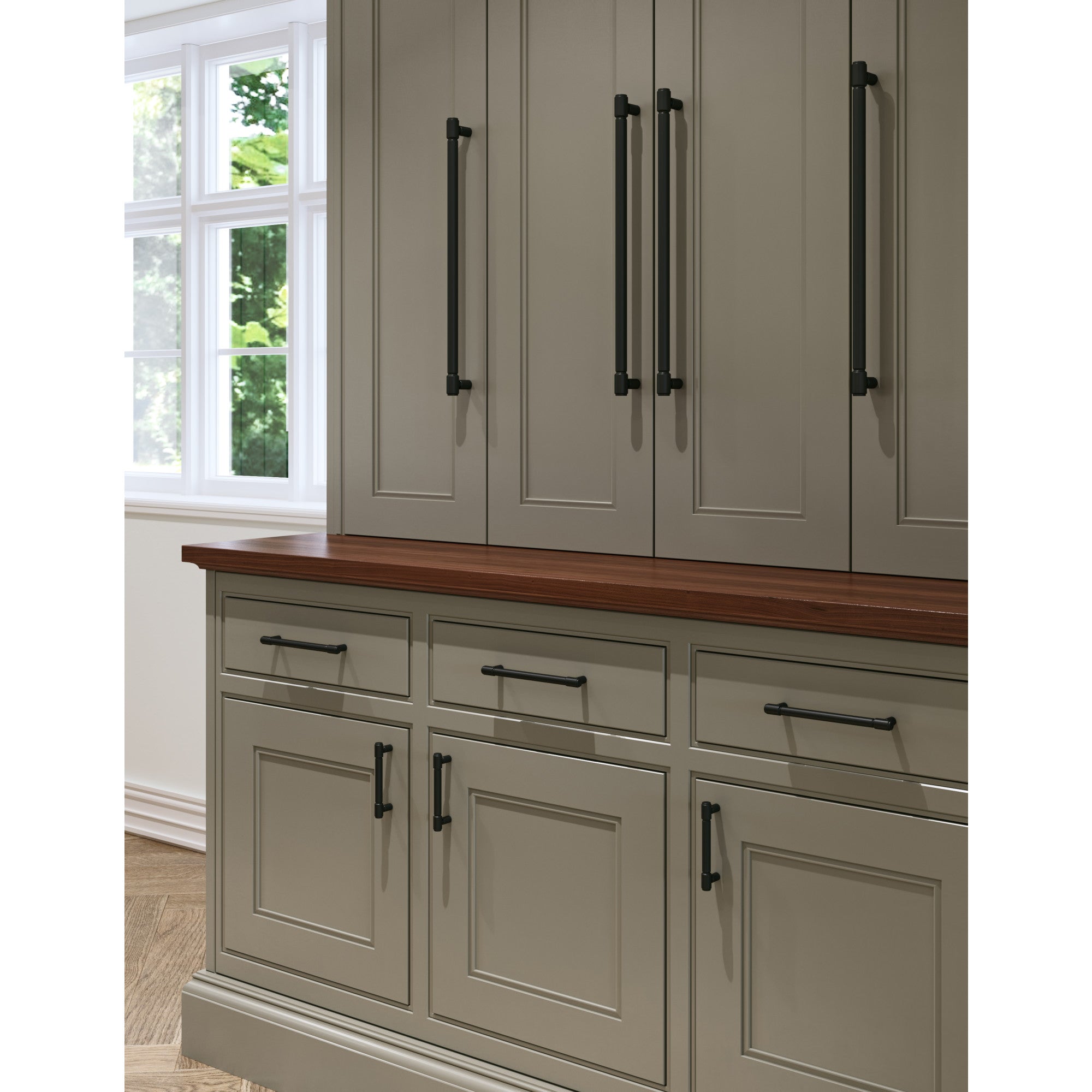 Worldwide Flooring Design Center Clarence Pull 8 13/16 Inch (c-c) Flat Black Clarence Pull 8 13/16 Inch (c-c) Flat Black Top Knobs Decorative Hardware