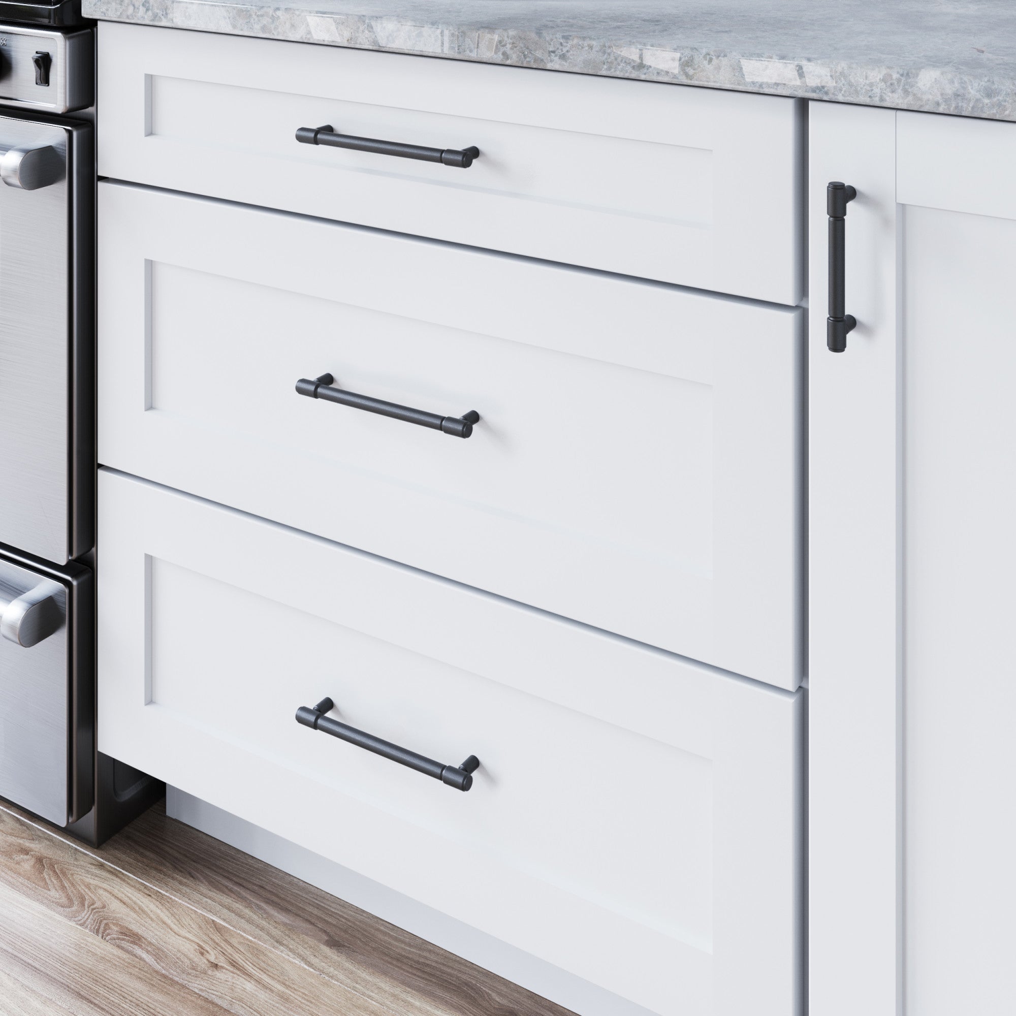 Worldwide Flooring Design Center Clarence Pull 8 13/16 Inch (c-c) Flat Black Clarence Pull 8 13/16 Inch (c-c) Flat Black Top Knobs Decorative Hardware