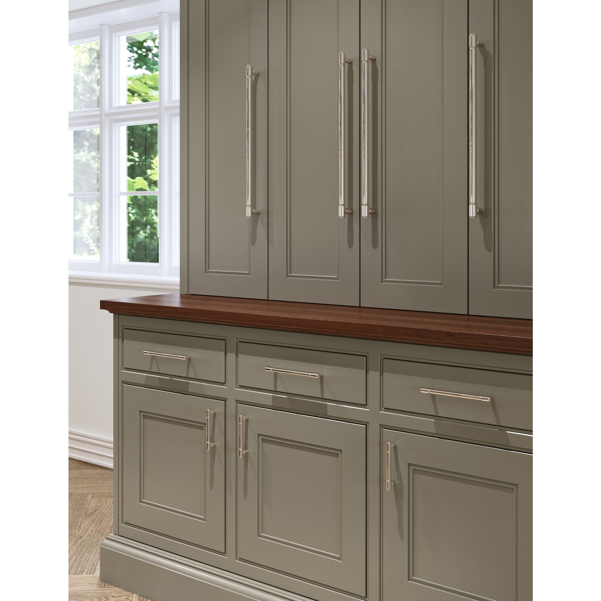 Worldwide Flooring Design Center Clarence Pull 12 Inch (c-c) Polished Nickel Clarence Pull 12 Inch (c-c) Polished Nickel Top Knobs Decorative Hardware