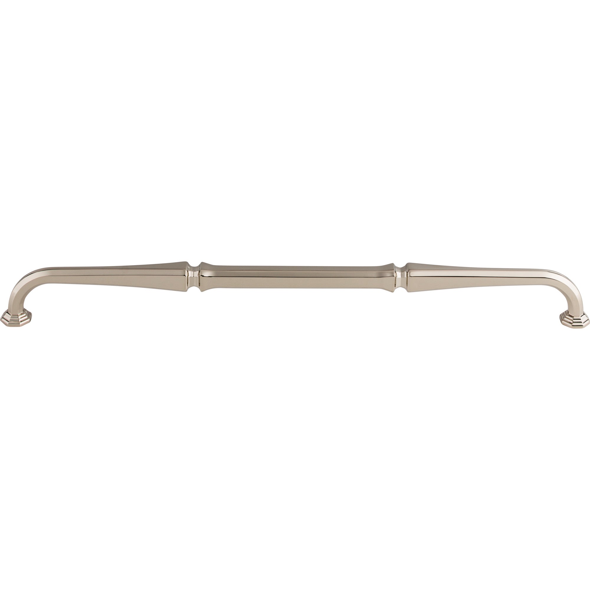 Worldwide Flooring Design Center Chalet Pull 12 Inch (c-c) Polished Nickel Chalet Pull 12 Inch (c-c) Polished Nickel Top Knobs Decorative Hardware