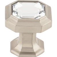 Worldwide Flooring Design Center Crystal Emerald Knob 1 1/8 Inch Brushed Satin Nickel Crystal Emerald Knob 1 1/8 Inch Brushed Satin Nickel Top Knobs Decorative Hardware