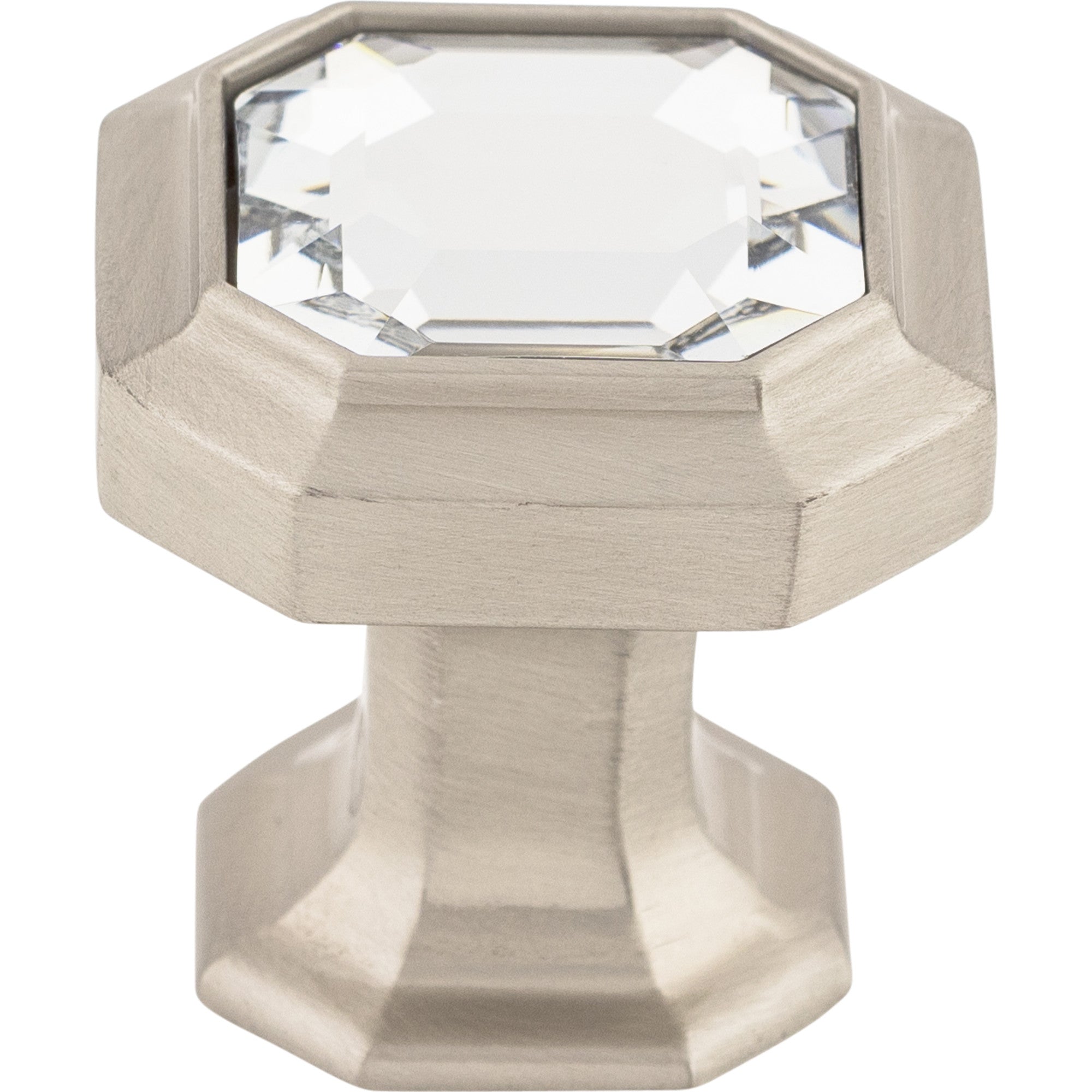 Worldwide Flooring Design Center Crystal Emerald Knob 1 1/8 Inch Brushed Satin Nickel Crystal Emerald Knob 1 1/8 Inch Brushed Satin Nickel Top Knobs Decorative Hardware