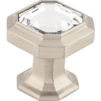 Worldwide Flooring Design Center Crystal Emerald Knob 1 1/8 Inch Brushed Satin Nickel Crystal Emerald Knob 1 1/8 Inch Brushed Satin Nickel Top Knobs Decorative Hardware