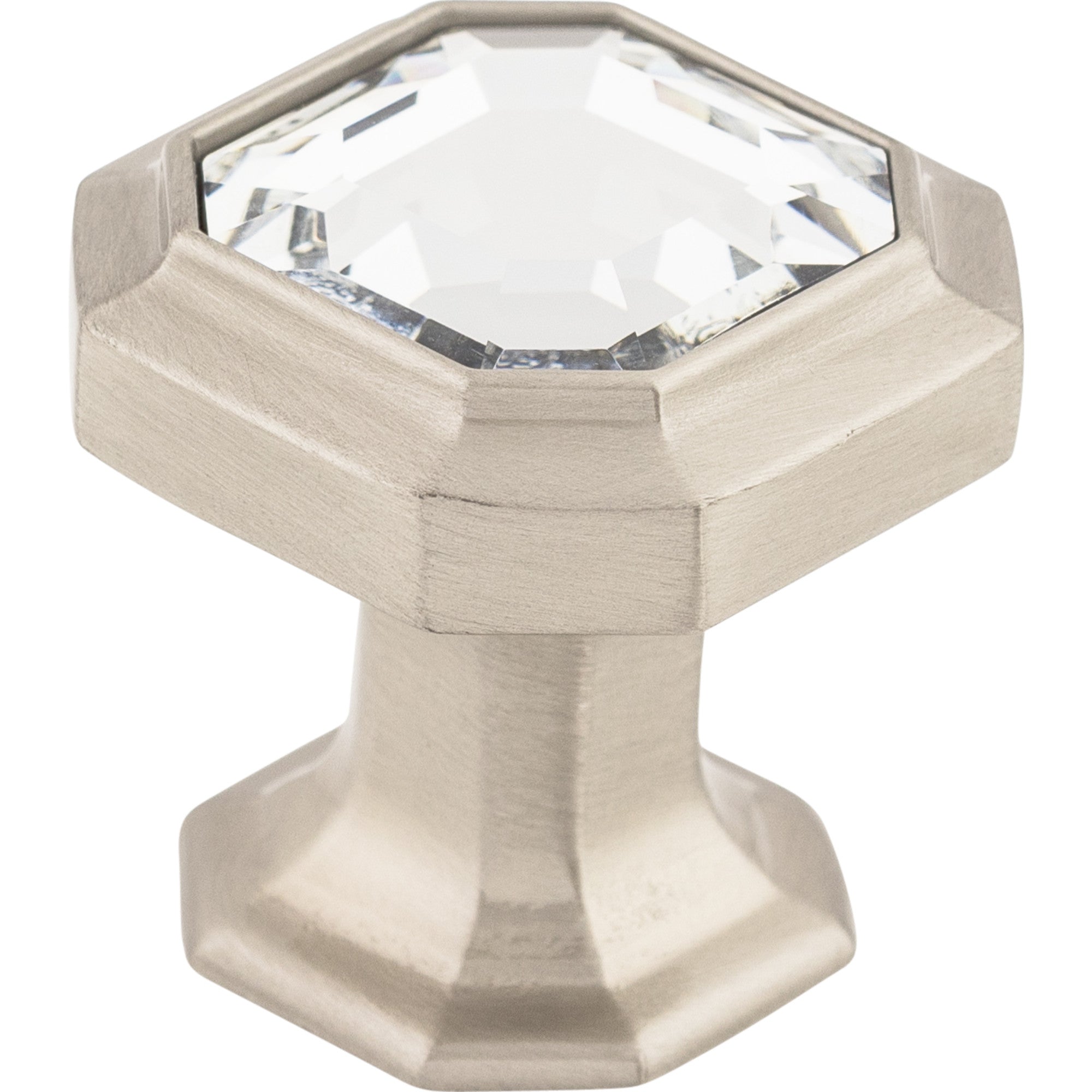 Worldwide Flooring Design Center Crystal Emerald Knob 1 1/8 Inch Brushed Satin Nickel Crystal Emerald Knob 1 1/8 Inch Brushed Satin Nickel Top Knobs Decorative Hardware