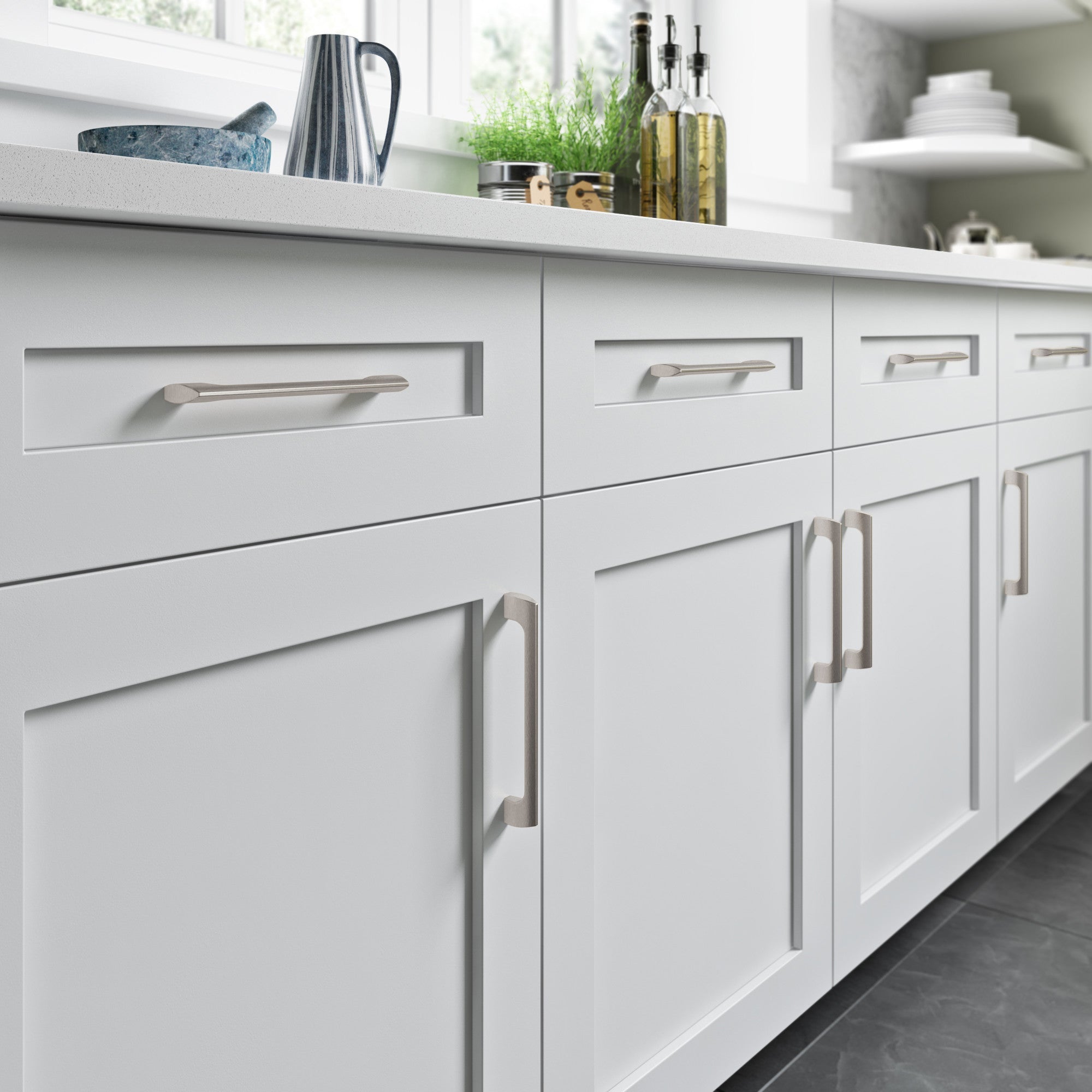 Worldwide Flooring Design Center Holland Pull 6 5/16 Inch (c-c) Brushed Satin Nickel Holland Pull 6 5/16 Inch (c-c) Brushed Satin Nickel Top Knobs Decorative Hardware