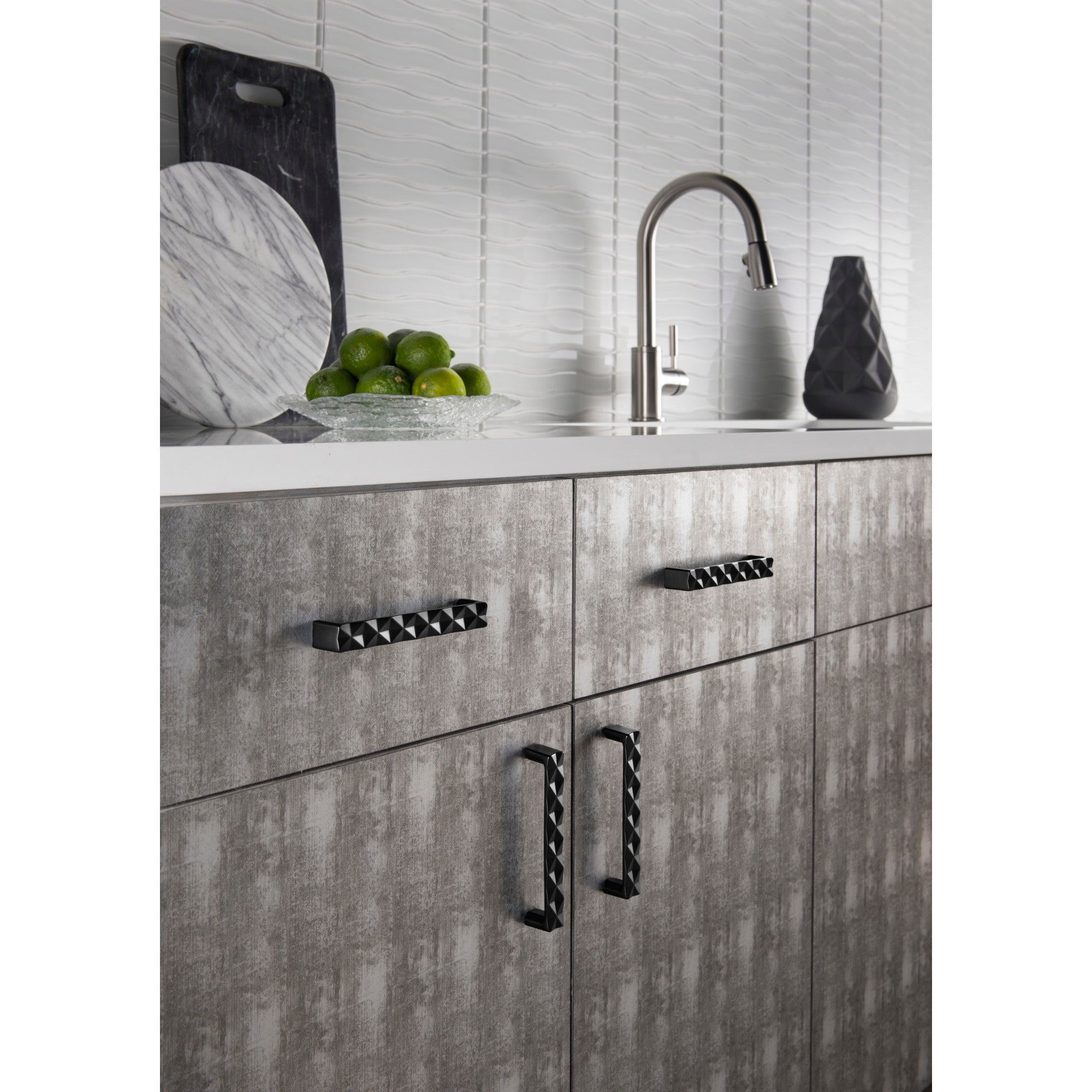 Worldwide Flooring Design Center Quilted Pull 6 5/16 Inch (c-c) Ash Gray Quilted Pull 6 5/16 Inch (c-c) Ash Gray Top Knobs Decorative Hardware