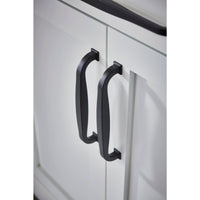 Worldwide Flooring Design Center Contour Pull 3 3/4 Inch (c-c) Flat Black Contour Pull 3 3/4 Inch (c-c) Flat Black Top Knobs Decorative Hardware