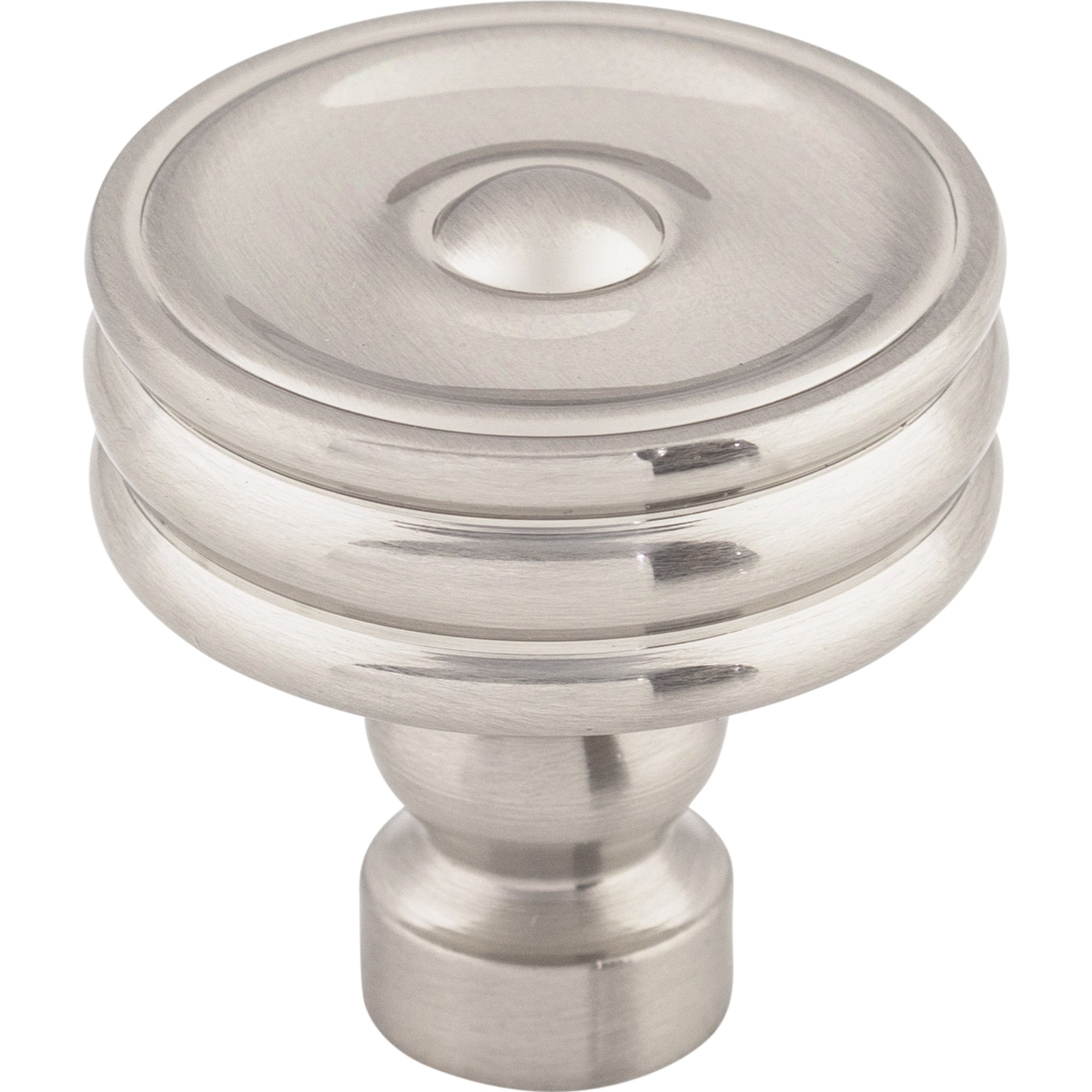 Worldwide Flooring Design Center Brixton Ridged Knob 1 1/4 Inch Brushed Satin Nickel Brixton Ridged Knob 1 1/4 Inch Brushed Satin Nickel Top Knobs Decorative Hardware