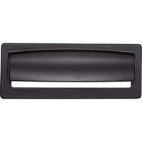 Worldwide Flooring Design Center Hollin Cup Pull 3 3/4 Inch (c-c) Flat Black Hollin Cup Pull 3 3/4 Inch (c-c) Flat Black Top Knobs Decorative Hardware