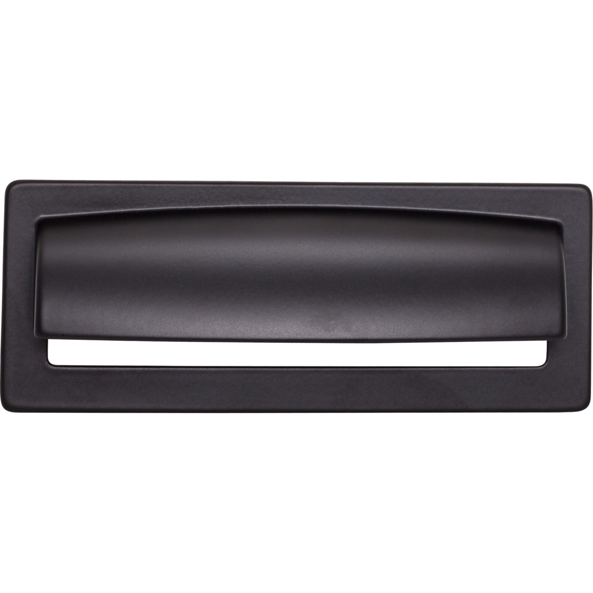 Worldwide Flooring Design Center Hollin Cup Pull 3 3/4 Inch (c-c) Flat Black Hollin Cup Pull 3 3/4 Inch (c-c) Flat Black Top Knobs Decorative Hardware